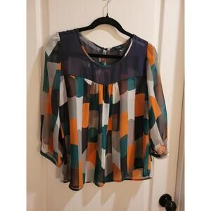 Forever 21 XXI Sheer Women's Multicolored Blouse Size Medium